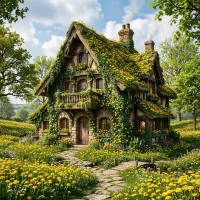 Masalsı Karahindiba & Sarmaşık Kaplı Peri Evi (Cottagecore)