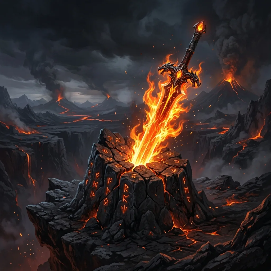 Fantasy Sword of Fire İllüstrasyonu (Niji 6 Şablonu) - Vol 47