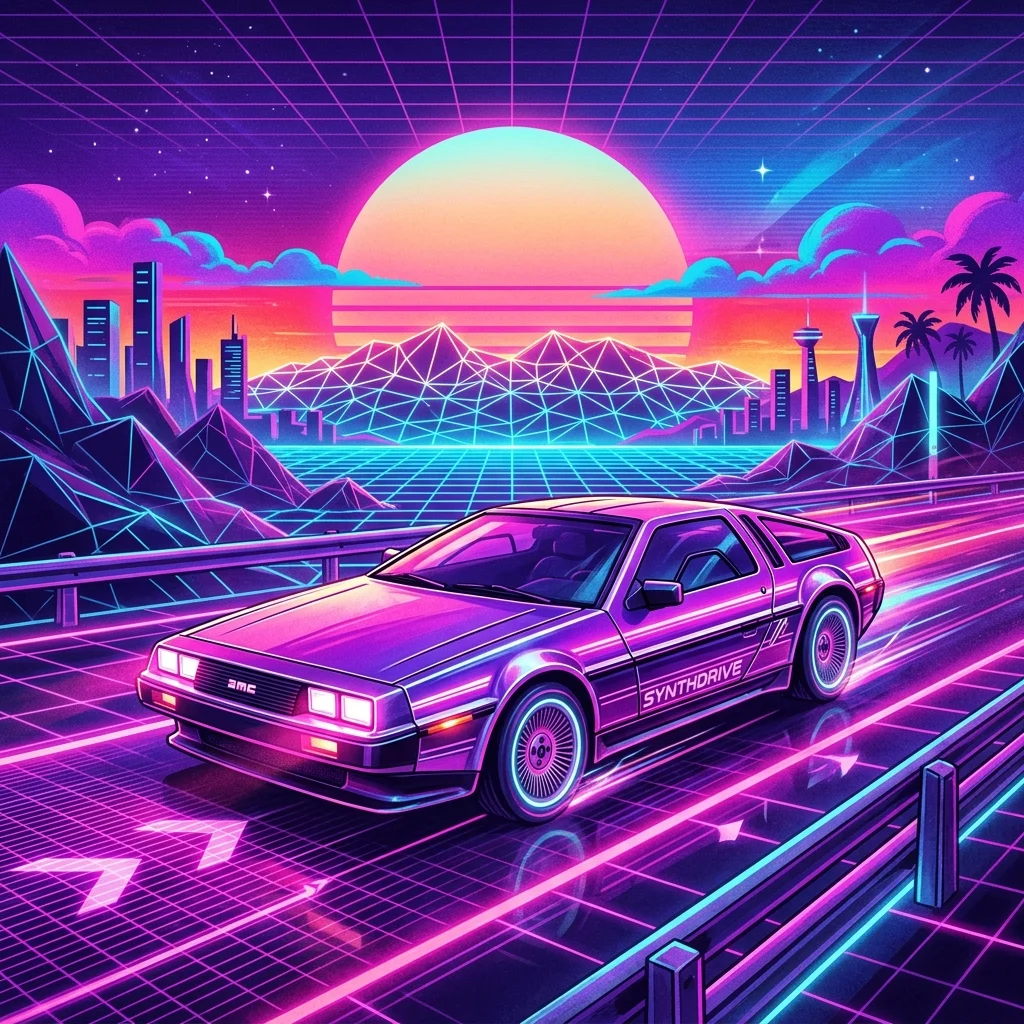 Retro Future Sports Car İllüstrasyonu (Niji 6 Şablonu) - Vol 39